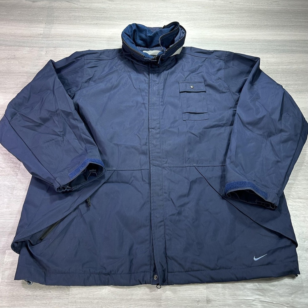 Nike H1 WWW Jacket Mens XL Blue Hooded Full Zip Ski Reflective Nylon Winter
